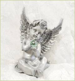Ασημί  Άγγελος- προστασίας-διαίσθησης-έμπνευσης- διακοσμητική φιγούρα - 14 εκ