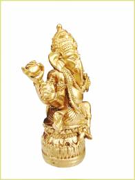 Θεος Ganesha με ποντικό χρυσός διακοσμητική φιγούρα - 11 εκ