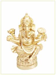 Θεος Ganesha με ποντικό χρυσός διακοσμητική φιγούρα - 13 εκ