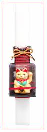 Λαμπάδα Πάσχα με διακοσμητική γάτα τύχης Maneki Neko - 30 εκ