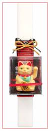Λαμπάδα Πάσχα με διακοσμητική γάτα τύχης Maneki Neko - 30 εκ