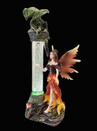Νεράιδα Ιέρεια του Ονείρου με δράκο προστασίας διακοσμητική φιγούρα με φως Led-20 εκ