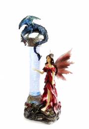 Νεράιδα Ιέρεια του Ονείρου με δράκο προστασιας διακοσμητική φιγούρα με φως Led-20 εκ