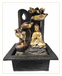 Συντριβάνι Feng Shui  Βούδας σε Λωτό Αφθονία-Πνευματική άνθιση-Τύχη-30 εκ