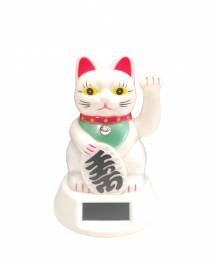 Τυχερή γάτα Μανέκι Νέκο-maneki neco-Λευκή ( Ηλιακή ) - 12 cm
