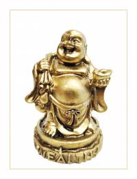 Τυχερός γελαστός χρυσός Βούδας διακοσμητική φιγούρα -7 εκ