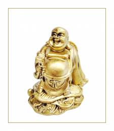 Τυχερός γελαστός χρυσός Βούδας διακοσμητική φιγούρα -7 εκ