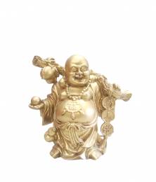 Τυχερός γελαστός χρυσός Βούδας με νομίσματα τύχης- φιγούρα - 20 εκ